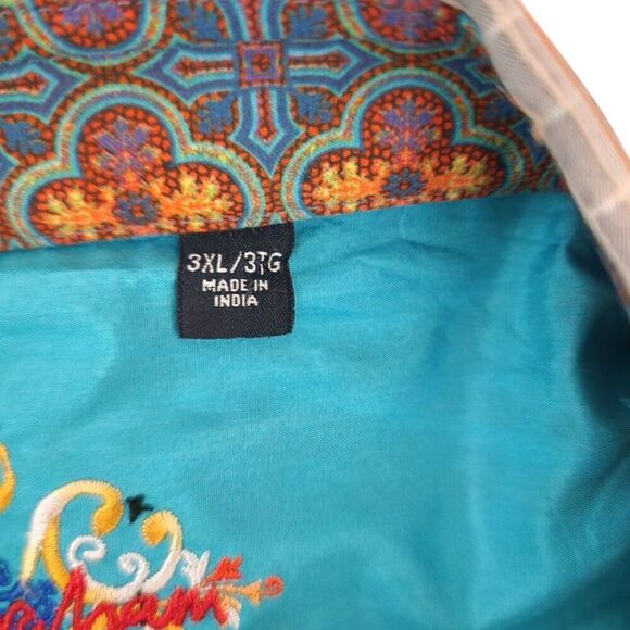 Robert Graham Striped Button Up Dress Shirt Multi Mens Size 3XL Blue Flip Cuff - Picture 8 of 12